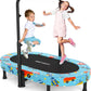 ANCHEER 56" Double Mini Trampoline for Kids, Mini Rebounder with 5-Level Adjustable Handle, Parent-Child Trampoline for Kids, Max Load 220lbs, Fun for Indoor/Outdoor