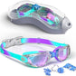 Kids Swim Goggles, Swimming Goggles for Kids with Nose Clip, Earplugs, Nose Bridge for Age 3-15