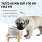 SPUNKYJUNKY 15° Slanted Ceramic Dog and Cat Bowl with Wooden Stand, Tilted Bulldog Food and Water Bowl No Slip Non-Spill for Cats Medium Dogs Big Face Pets 13.5 OZ (1.7 Cups, Grey × 2)