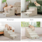 Dog Stairs for Bed, Dog Steps for Bed Couch Sofa, 35D Foam Pet Steps for Small Dogs and Cats, Extra Wide Pet Stairs with Non-Slip Bottom Beige, 3 Steps