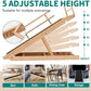 Dog Ramp for Bed, Adjustable Pet Ramps for Dog to Get on Bed, Non-Slip Rubber Surface - Folding Wooden Dog Ramp for Small/Large/Old Dogs, Adjustable up to 27.5 inch High Beds, Safety Railings