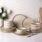 GBHOME Ceramic Dinnerware Sets for 4, 12 Pieces Stoneware Plates and Bowls Sets, Scratch Resistant Dishes, Dishwasher & Microwave Safe, Reactive Glaze-Cappuccino