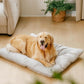 FUNNY FUZZY Washable Dog Bed,Reversible Plush Dog Crate Mat, Soft Fluffy Kennel Pad,Pet Sleeping Mattress for Large,Jumbo,Medium Sized Dogs Breeds,Indoor Cats,41.7" × 28.3", Light Grey