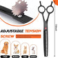 JASON 7.5" Dog Grooming Scissor - Professional Thinning Chunker Shear with 18 Teeth Japanese Stainless Steel Hair Scissors for Dogs, Cats and Other Pets (Chunker, Black)