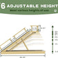 6 Level Height Adjustable Dog Ramp for Bed, Couch 65" Foldable Pet Ramp with Non-Slip Mat，DIY Glow Strips & Rest Platform Heavy Duty Dog Stairs for Large Dogs up to 200Lbs ，Wood Color