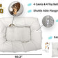 XxingSheep 4 Ways Shuttled XL Cat Tunnel Bed for Indoor Cats Peekaboo Cat Cave Donut with Cool Mat