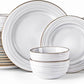 GBHOME Ceramic Dinnerware Sets, 24 pcs Embossed Elegant Stoneware Plates and Bowls Sets, Housewarming Wedding Gift | Dishwasher & Microwave Safe | Dishes Set Service for 8