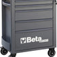 Beta RSC24 Heavy Duty Rolling Tool Cabinet, 5 Drawers, Grey, Ball Bearing Slides, Rubber Mat Liners, 5" Casters, Anti-Fall Edge Worktop, 1760 lbs Load Capacity, Made in Italy