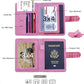 Melsbrinna Unisex Adult Travel Wallet, RFID Protected, Pink Faux Leather Passport Cover with 6 Compartments and 4 Card Slots