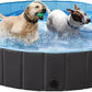 Yaheetech Black Hard Plastic Dog Pools for Small Medium Large Dogs Puppies Pet Collapsible Bath Pool Tub for Outdoor/Home Use, Pet Repair Patches Included, XL