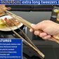 JETKONG 2 Pcs 18 Inch (45cm) Stainless Steel Grill Tongs Heavy Duty Giant Tweezer Tongs, Extra Large Tweezers Tools for Cooking, Grilling, BBQ and Turning Food (Rose Gold)