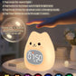 Cat Alarm Clock for Kids with Night Light, Sleep Training Clock Time to Wake Clock, Rechargeable Silicone Light for Bedroom, Perfect Sleep Companion for Boys Girls