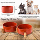 Petygooing Dog Bowls,Ceramic Cat Dog Bowl Set with Wood Stand for Food and Water,Non-Slip Cute Modern Pet Dish for Cats Small Size Dogs Puppy (13.5OZ/5.1 in) Rust Red