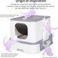 RIZZARI Large Enclosed Cat Litter Box : Covered Leak-Proof Reduces Odor - for Indoor Use Cat Owners (Light Gray)