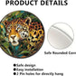 Lygond Metal Sign Tin Sign Circular Stained Glass jaguar Tin Signs for Women for Patio 8×8 Inches