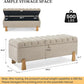 Storage Bench Ottoman 48.6 Inch with Safty Lift Top Lid, Tufted Solid Wood Tapered Legs Footstool for Bedroom, Living Room & Entryway Light Brown