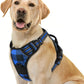 rabbitgoo Dog Harness No Pull with 2 Leash Clips, Adjustable Soft Padded, Reflective Oxford No Choke Pet Vest with Easy Control Handle for Large Dogs, Blue Plaid, L