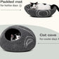 MEOWFIA Cat Cave – Premium Felt Cat Bed for Indoor Cats, Handmade 100% Merino Wool (Large, Dark Grey)