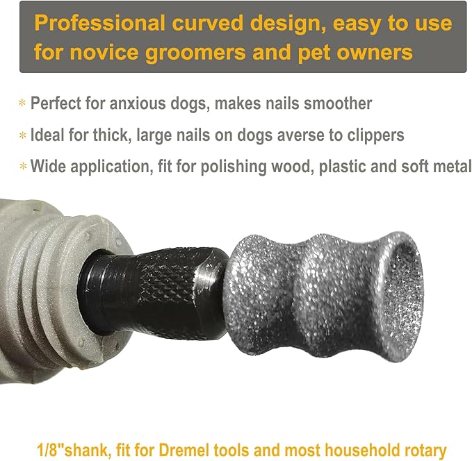 Dog Nail Grinder and Trimmer Bits for Dremel - Dog Nail Grinder Attachment - Painless Pet Nail File & Clipper for Large, Medium and Small Dogs & Cats 2Pack