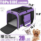 Pet Carrier for Large Cat 20 lbs+ / Soft Sided Small Dog 12 Pounds Travel Crate Top Load/Collapsible Kitty Carry Bag Big Kitten Mesh/Sturdy Animal Transport cage Kennel Long Trips Purple