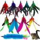 Cat Feather Toys Refills, 10 Pieces Interaction Cat Wand Replacement Feathers Toy for Indoor Cats