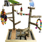 Tfwadmx Bird Playground Natural Wood Bird Play Stands Parrot Perch Stand with Removable Tray Climb Ladders Swing Chewing Toys for Lovebirds Cockatiels Budgies