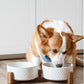 LE TAUCI Ceramic Dog Bowls with Acacia Wood Stand - 7 Inch Food & Water Set for Medium-Large Dogs - Weighted Pet Bowls