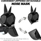 Luminous Horse Fly Mask with Long Nose, Ears, Full Face & Eye Protection - Full Mesh, Detachable Nose Cover, Fleece Padded Edging, Hook-and-Loop Straps with Webbing, Hanging Straps Black