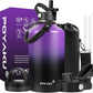 Water Bottle Insulated 32oz 40oz 64oz 128oz Straw Lid Spout Lid & 3 Lids, Leak Proof, Vacuum Insulated,Stainless Steel Water Bottle Wide Mouth for Sports, Gym or Office