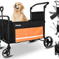 Petbobi Dog Wagon Stroller for Large & Medium Dogs - 2-in-1 Push-Pull Pet Stroller with Ramp, Foldable All Terrain Wagon Cart, One-Step Brake, Suitable for Outdoor Walks & Camping, Orange