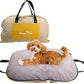 Portable Waterproof Dog Mat for Camping, Patio & Travel - Foldable Outdoor Dog Bed with Teflon Shell & Removable Plush Pad - Easy Clean, Durable - S (Khaki)
