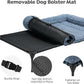 Veehoo Cooling Elevated Dog Bed Add Removable Deluxe Rose Plush Bolster Cushion Mat, 41" x 27" Washable Dog Couch Bed, Raised Pet Cot with Breathable Teslin Mesh, No-Slip Feet, Haze Blue, CWC2439B