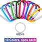 40 Pack 2" Aluminum Carabiner Clip D Ring Carabiners Small Carabiner Keychain Spring Snap Hooks, Mini Carabiner Clip Set for Keys, Dog Leash, Camping Hiking Accessories