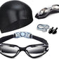Swim Goggles Swimming Goggles No Leaking with Nose Clip, Earplugs, Swim Cap and Case for Men Women