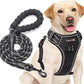 No Pull Dog Harness Adjustable Reflective Oxford Easy Control Medium Large Dog Harness with A Free Heavy Duty 5ft Dog Leash (L (Chest: 25.5"-31"), Black Harness+Leash)