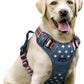 rabbitgoo Dog Harness No Pull with 2 Leash Clips, Adjustable Soft Padded, Reflective Oxford No Choke Pet Vest with Easy Control Handle for Large Dogs, Blue Star, L