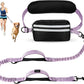 Hands Free Dog Leash, Adjustable Waist Belt with Double Padded Handles,Retractable Bungee, Waist Leash for Dog Walking,Running, No Pull,Purple