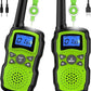Wishouse Walkie Talkies for Kids Rechargeable Long Range,4 5 6 7 8 Year Old Boy Girl Birthday Gift,Camping Games Cool Toys Ideas for Children with 6000mAh Batteries,Flashlight,Lanyard,2 Pack Green