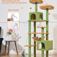 Taoqimiao Cat Tree, 68-Inch Cat Tree Cat Tower for Indoor Cats, Plush Multi-Level Cat Condo with 6 Scratching Posts, 2 Perches, 2 Caves,Hammock, 3 Pompoms,MS020ST Cactus