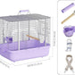 Bird Carrier Travel Cage, Durable Portable Stainless Steel Birdcage with Bird Perch & Feeding Bowl for Parrots Canaries Budgies Lovebirds Conures Cockatiels (Large Purple)