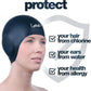 3D Swim Caps - Ear Protection Swimming Cap for Women & Men - Silicone, Waterproof - Fits Long & Short Hair - Adult & Youth