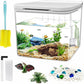 0.8 Gallon Small Fish Tank Kit, Aquarium Starter Kit with Super-Quiet Water Pump, Rain Filtration, Self Cleaning Filtration, LED Light, Easy Changing Water (White)