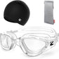 ZIONOR G1 Lite Swim Goggles with Swim Cap Comfortable Anti-fog Swimming Goggles Cap Set for Adult Men Women