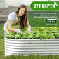 A ANLEOLIFE 8x4x2ft Galvanized Raised Garden Bed Kit, Oval Metal Deep Root Planters for Outdoor Plants Vegetables Flowers Herb, Large Bottomless, 478 Gallon Capacity- Antique White