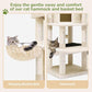 Globlazer Corner Cat Tree, 51in Curved Series Modern Cat Tower for Indoor Cats with Hammock, 7 Sisal Scratching Posts, Large Fan-Shaped Platform for Large Cats, Cat Condo & Hanging Basket, C51, Beige