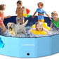 COMMOUDS 87Inch Large Foldable Dog Pool, Collapsible Hard Plastic Dog Kiddie Swimming Pool, Portable Pet Bath Tub Wading Pools for Kids and Puppy Small Medium Large Dogs
