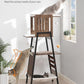 FourFurPets Modern Cat Tree, 58-Inch Cat Tower for Large Cats, Maine Coon Cat Tree with Scratching Board, Large Perch, Hammock and Removable Pads, Greige