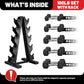 PAPABABE Hex Dumbbell Sets with Rack, 60-550lb Rubber Coated Dumbbell Weight Set and Storage Rack, Multiple Options Hand Weights for Strength Training