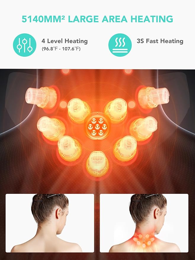 SKG Cordless Neck Massager for Pain Relief Deep Tissue Vibration Foldable Travel Massager,Portable 9D Neck Massager for Office Gifts for Men and Women