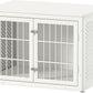 38" Heavy Duty Dog Crate Furniture for Large and Medium Dogs,Wooden Metal Kennel for High Anxiety Dogs, Chew Proof Pet Cage Indoor, Decorative Dog Kennel End Table, White